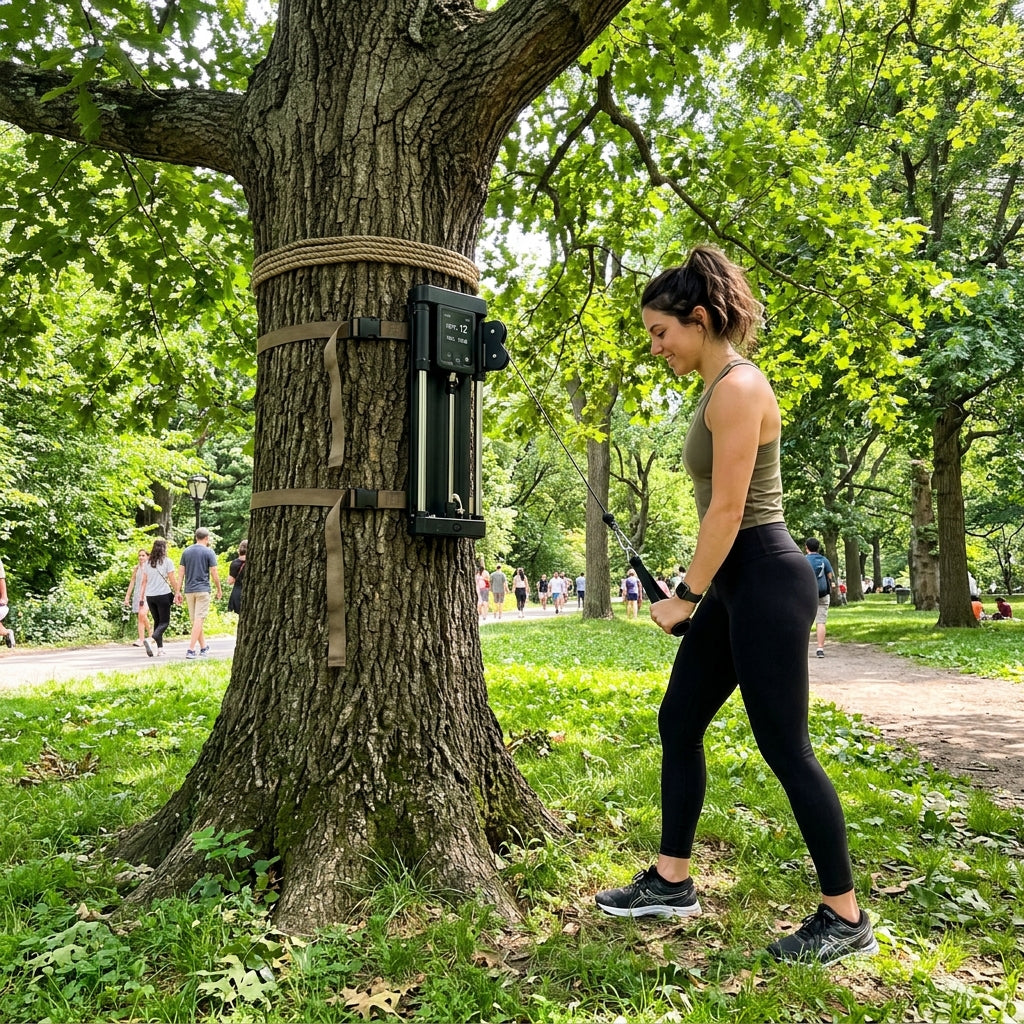 Outdoor park workout setup